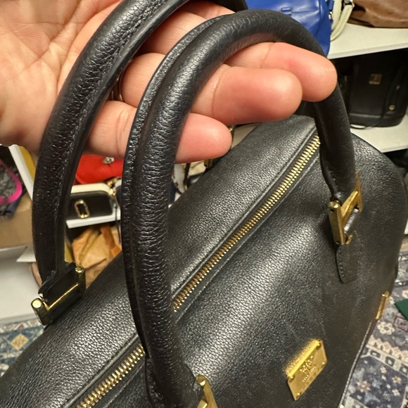 MCM Black Satchel with Gold Details - Picture 6 of 7
